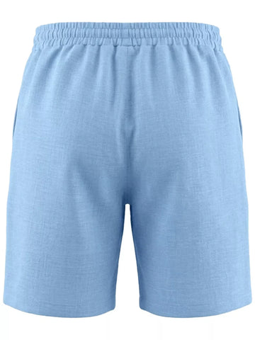Men's Full Size Linen Blend Drawstring Shorts Plus Size
