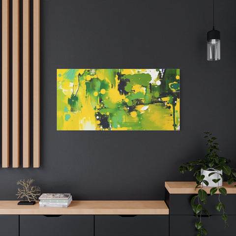 Abstract Green & Yellow Matte Canvas Print – Vibrant Modern Wall Art