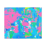 Neon Splash Abstract Canvas Print – Bright Pink & Aqua Modern Wall Art