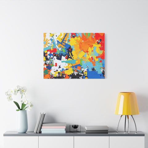 Abstract Splash Colorful Matte Canvas Wall Art – Vibrant Modern Stretched Print