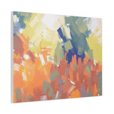 Abstract Colorful Brushstroke Matte Canvas Wall Art – Vibrant Orange & Green Stretched Print