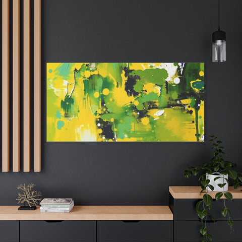 Abstract Green & Yellow Matte Canvas Print – Vibrant Modern Wall Art