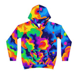 Kids Hoodie — Vibrant Rainbow Psychedelic All-Over Print