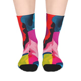 Colorful Abstract Mid-Length Socks — Vibrant Camouflage Pattern
