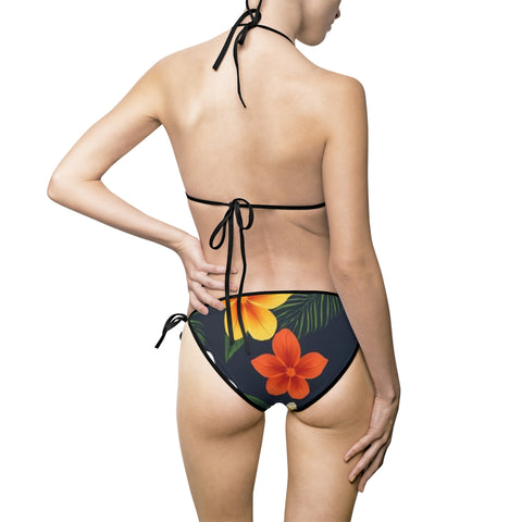Floral Tie-Side Bikini — Tropical Hibiscus Print Swimsuit