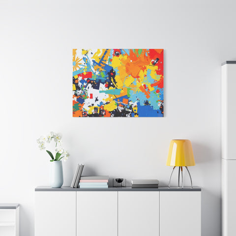 Abstract Splash Colorful Matte Canvas Wall Art – Vibrant Modern Stretched Print