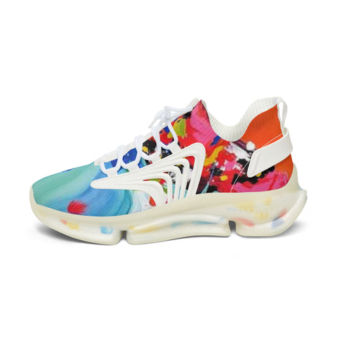 Colorful Abstract Mesh Sneakers — Women's Lightweight Breathable Athletic Shoes