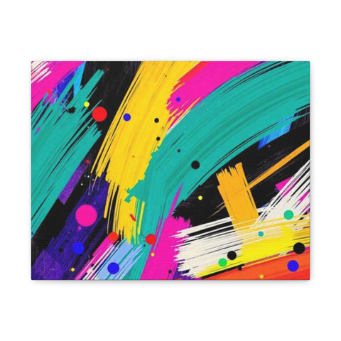 Abstract Neon Brushstroke Canvas Print — Colorful Modern Wall Art