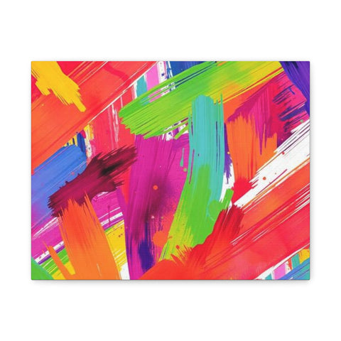 Abstract Rainbow Brushstrokes Matte Canvas Wall Art — Vibrant Stretched 1.25"