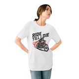 Ride Till Die Motorcycle T-Shirt — Biker Skull & Flames Tee