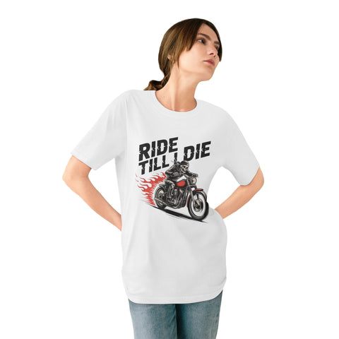 Ride Till Die Motorcycle T-Shirt — Biker Skull & Flames Tee