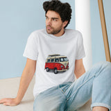 Vintage VW Camper T-Shirt — Retro Red Van Surfboard Graphic