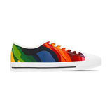 Low Top Sneakers — Vibrant Rainbow Wave Women's Canvas Shoes