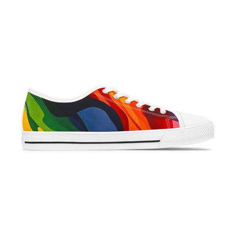 Low Top Sneakers — Vibrant Rainbow Wave Women's Canvas Shoes