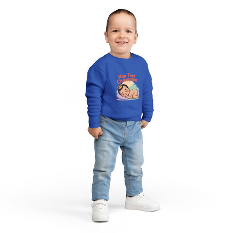 Nap Time Champion Toddler Sweatshirt — Cute Sleeping Baby Graphic