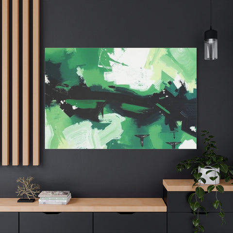 Abstract Green Brushstroke Canvas Print