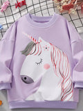 Children's Unicorn Graphic Round Neck Sweatshirt