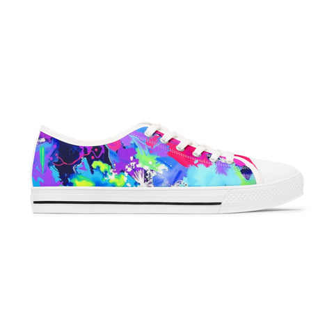 Women's Low Top Sneakers — Colorful Tie-Dye Splash Canvas Sneakers