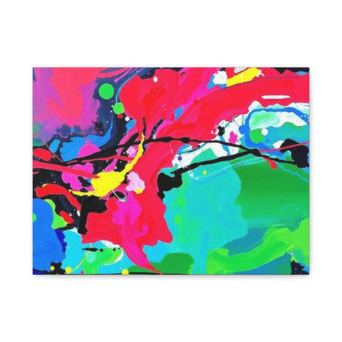 Abstract Neon Splash Matte Canvas Print — Vibrant Colorful Stretched Wall Art