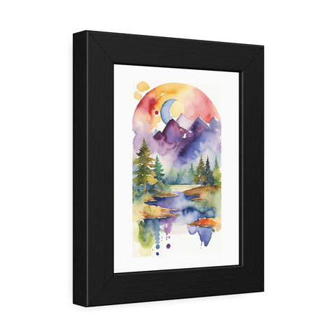 Watercolor Mountain Lake Framed Poster