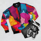 Colorful Abstract Paint Splash Bomber Jacket — Vibrant All-Over Print Men's Outerwear