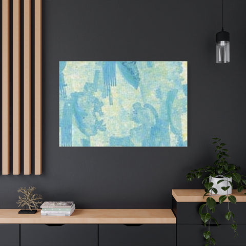 Abstract Aqua Brushstroke Canvas Print — Coastal Blue Wall Art