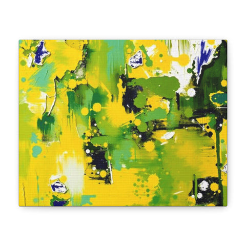 Abstract Green & Yellow Matte Canvas Print – Vibrant Modern Wall Art