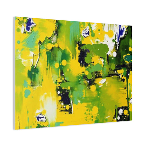 Abstract Green & Yellow Matte Canvas Print – Vibrant Modern Wall Art