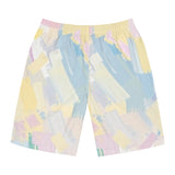 Pastel Brushstroke Board Shorts — Men's Beach Swim Trunks