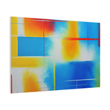 Abstract Color Field Matte Canvas Print — Vibrant Blue, Yellow & Red Stretched Wall Art