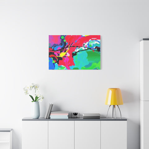 Abstract Neon Splash Matte Canvas Print — Vibrant Colorful Stretched Wall Art