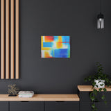 Abstract Color Field Matte Canvas Print — Vibrant Blue, Yellow & Red Stretched Wall Art