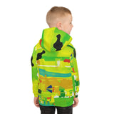 Kids Abstract Green Hoodie — Bright All-Over Print Sweatshirt