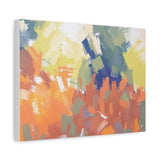 Abstract Colorful Brushstroke Matte Canvas Wall Art – Vibrant Orange & Green Stretched Print