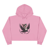 Angel Rider Crop Hoodie — Gothic Winged Angel Graphic Crop Sweatshirt