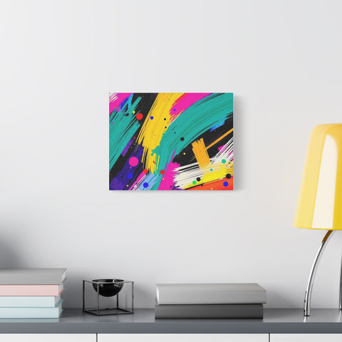 Abstract Neon Brushstroke Canvas Print — Colorful Modern Wall Art