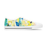 Low Top Sneakers — Abstract Watercolor Yellow & Blue Canvas Tennis Shoes