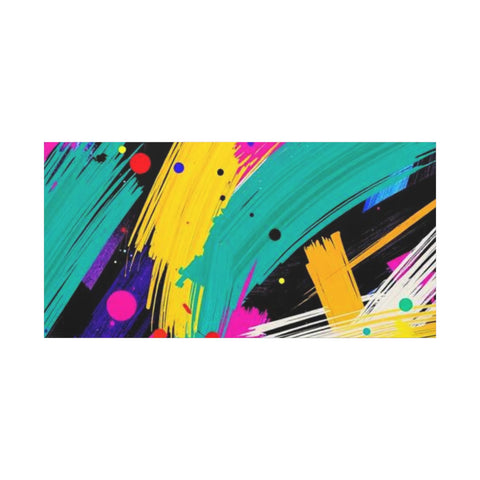 Abstract Neon Brushstroke Canvas Print — Colorful Modern Wall Art