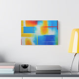 Abstract Color Field Matte Canvas Print — Vibrant Blue, Yellow & Red Stretched Wall Art