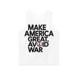 Make America Great Avoid War Tank Top — Peace Symbol Political Statement Tee