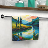 Scenic Sunrise Lake Face Towel