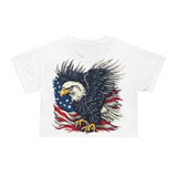 Patriotic Eagle Crop Tee — American Flag Bald Eagle Graphic