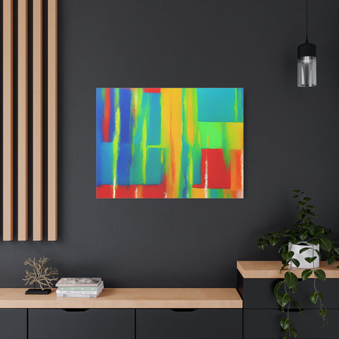 Abstract Rainbow Blocks Matte Canvas Print