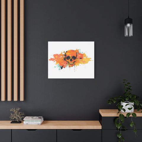 Skull Art Canvas Print – Vibrant Paint-Splash Skull Wall Decor