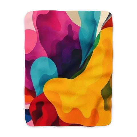 Abstract Rainbow Sherpa Blanket — Cozy Colorful Fleece Throw