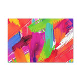 Abstract Rainbow Brushstrokes Matte Canvas Wall Art — Vibrant Stretched 1.25"