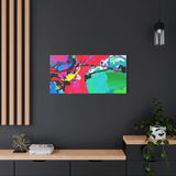 Abstract Neon Splash Matte Canvas Print — Vibrant Colorful Stretched Wall Art