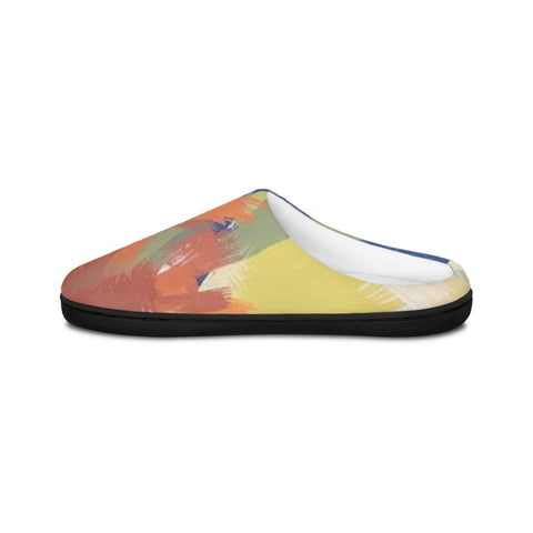 Abstract Brushstroke Men's Indoor Slippers — Cozy Colorful Home Shoes