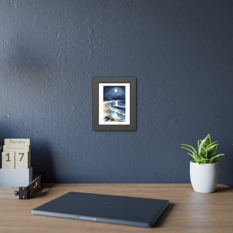 Moonlit Beach Framed Poster — Serene Ocean Wall Art