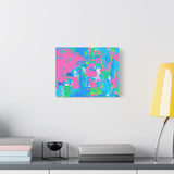 Neon Splash Abstract Canvas Print – Bright Pink & Aqua Modern Wall Art